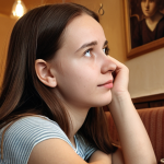 **A person practicing active listening:** "A young woman actively listening to a friend in a cozy Warsaw cafe, her body language attentive and empathetic, showcasing genuine connection and understanding, soft, natural lighting."