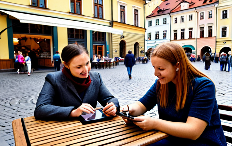 AI & Relationships**
"A group of diverse, fully clothed Polish friends are gathered around a cafe table in Krakow's Main Market Square, using tablets and phones. They're engaged in a lively discussion about AI's impact on human connection. Modest clothing, appropriate attire, safe for work, family-friendly. Perfect anatomy, correct proportions, natural pose, well-formed hands, proper finger count. High quality, professional photography."
**