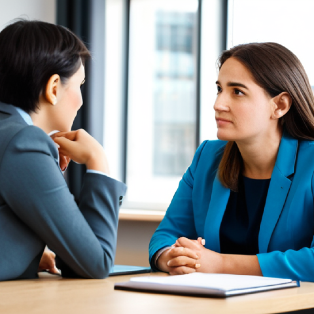 감정 해독을 위한 효과적인 질문 리스트 - Empathetic Listener**
A fully clothed professional social worker in modest office attire, sitting a...