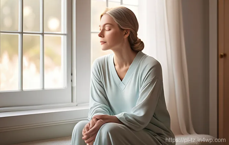 감정 해독을 위한 자아 탐구의 필요성 - **Prompt:** A serene and contemplative adult individual, wearing comfortable and modest loungewear, ...