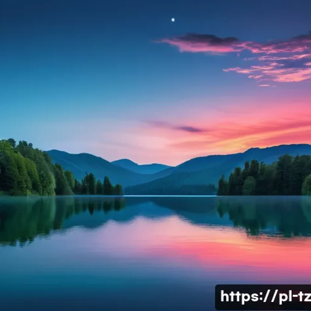 감정 해독을 위한 꿈 분석 기법 - A serene dreamlike scene featuring a calm, reflective lake surrounded by lush green forests under a ...