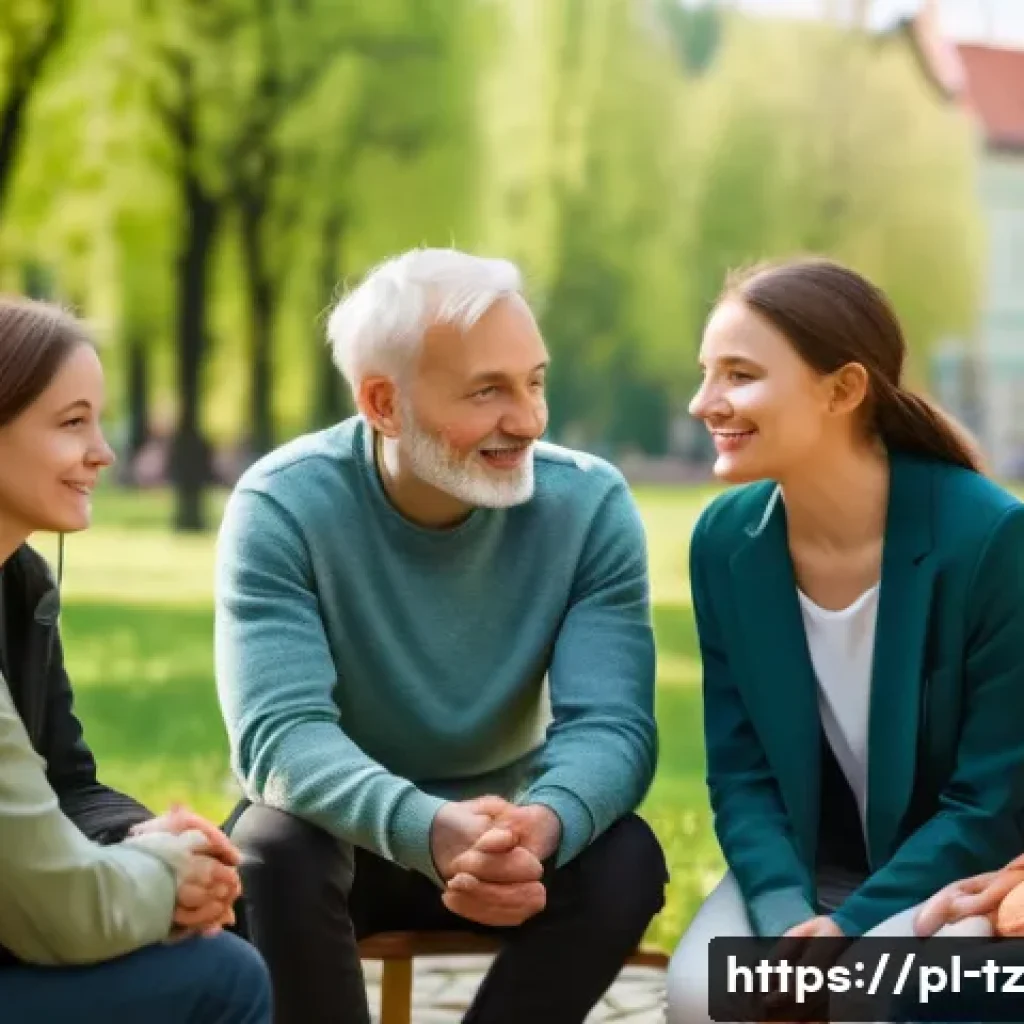 감정 해독의 지역사회적 접근 - A diverse group of adults engaged in a warm, open discussion circle outdoors in a community park in ...