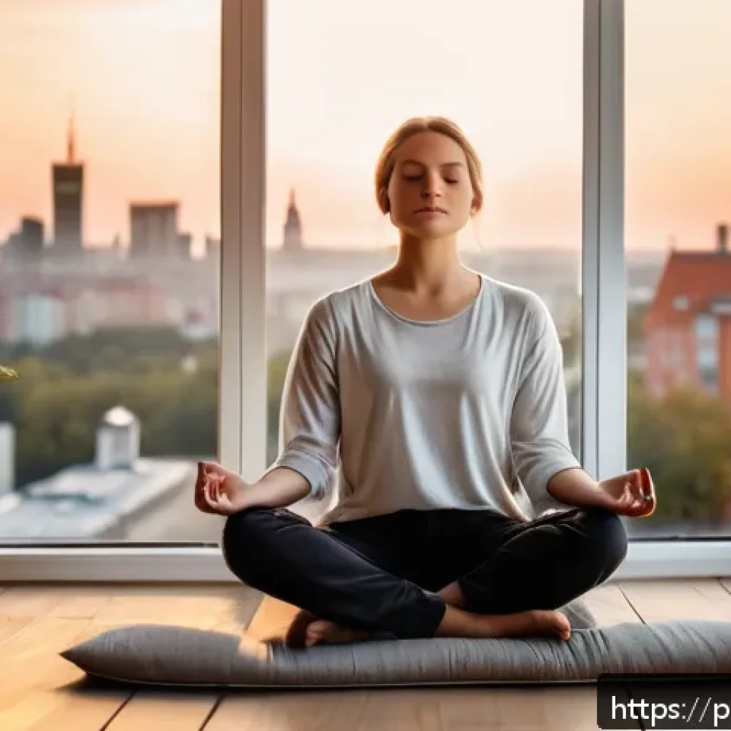감정 해독을 위한 다양한 훈련 프로그램 - A serene scene of a young Polish adult practicing mindfulness meditation in a cozy urban apartment o...