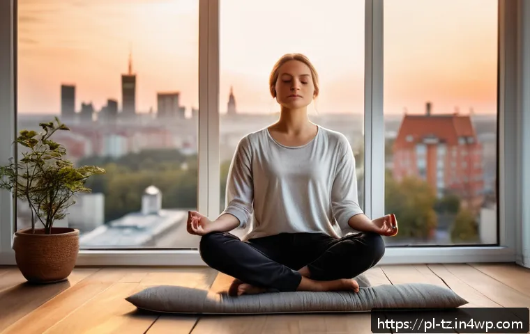 감정 해독을 위한 다양한 훈련 프로그램 - A serene scene of a young Polish adult practicing mindfulness meditation in a cozy urban apartment o...