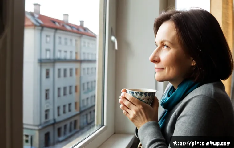 Home 17 감정 해독의 감정적 효과 이해하기 - Photorealistic scene of a thoughtful Polish woman in her 40s sitting by a bright apartment window in...